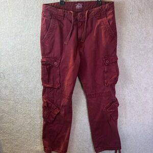 Match Cargo Pants Men XL 34x30 Burgundy Red Canvas Tactical Utility Matchstick